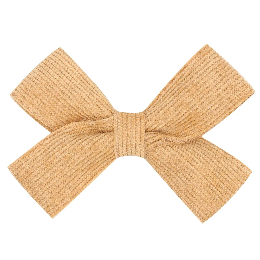 ncmama 2pcs/lot Solid Striped Corduroy Hair Clips 3'' Girls Kids Cross Knot Velvet Hair Bows Princess Hairpins Hair Accessories