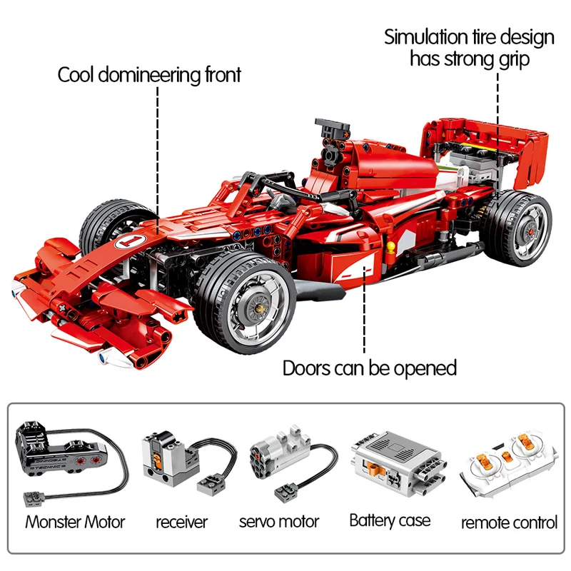 

585PCS City Remote Control F1 Racing Car Model Building Blocks High-tech RC Car DIY Bricks sets Toys For Children boys