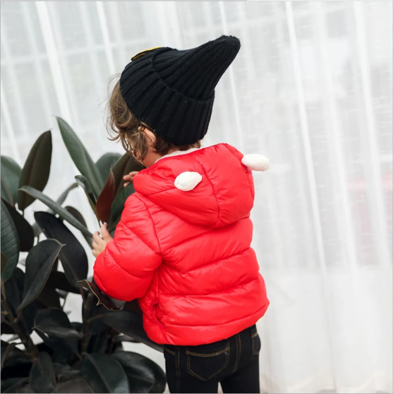 Детское пуховое пальто модное однотонное унисекс с капюшоном для младенцев зимы