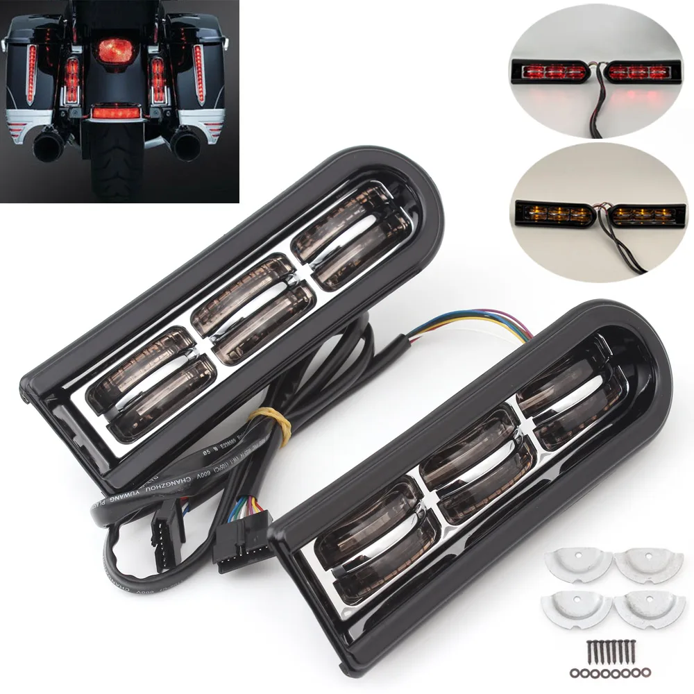 

Motor Saddlebag Support LED Insert Filler Light Tail Brake Stop Turn Signal For Harley Touring Electra Glide Road Glide 14-up