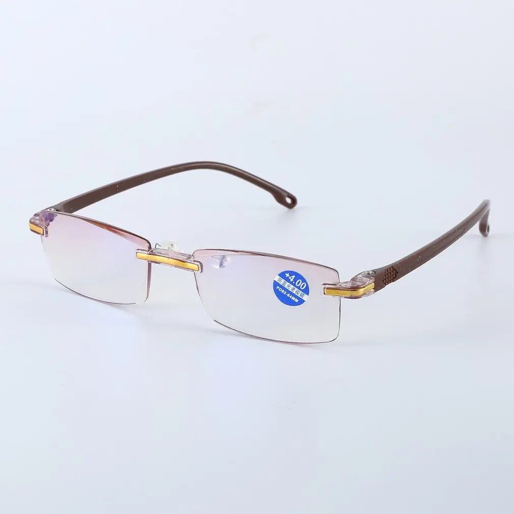 

Eye Protection Rimless Diamond-cut Reading Glasses Anti-blue Light And Blue Film Integrated For Women Men +1---+4 Full Degree