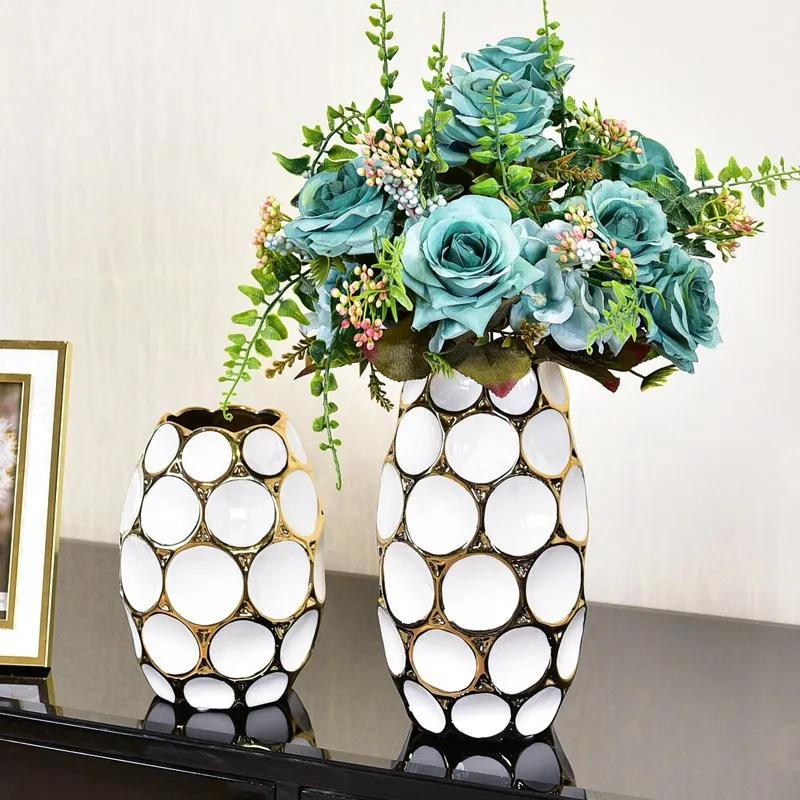 

Современная светильник Роскошная ваза для гостиной, цветочная композиция, Европейский Креативный керамический Декор для сухих цветов, ими...