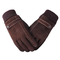 2021 winter mens warm gloves genuine suede pig leather gloves mittens male thick bike motorcycle gloves men knitted guantes