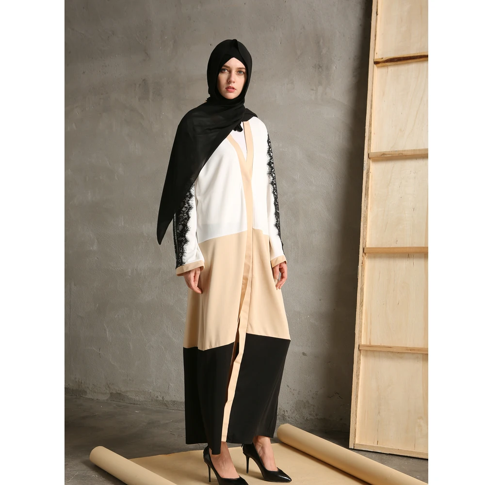 Модное мусульманское Макси кружевное платье кардиган абайя халаты Винтажный