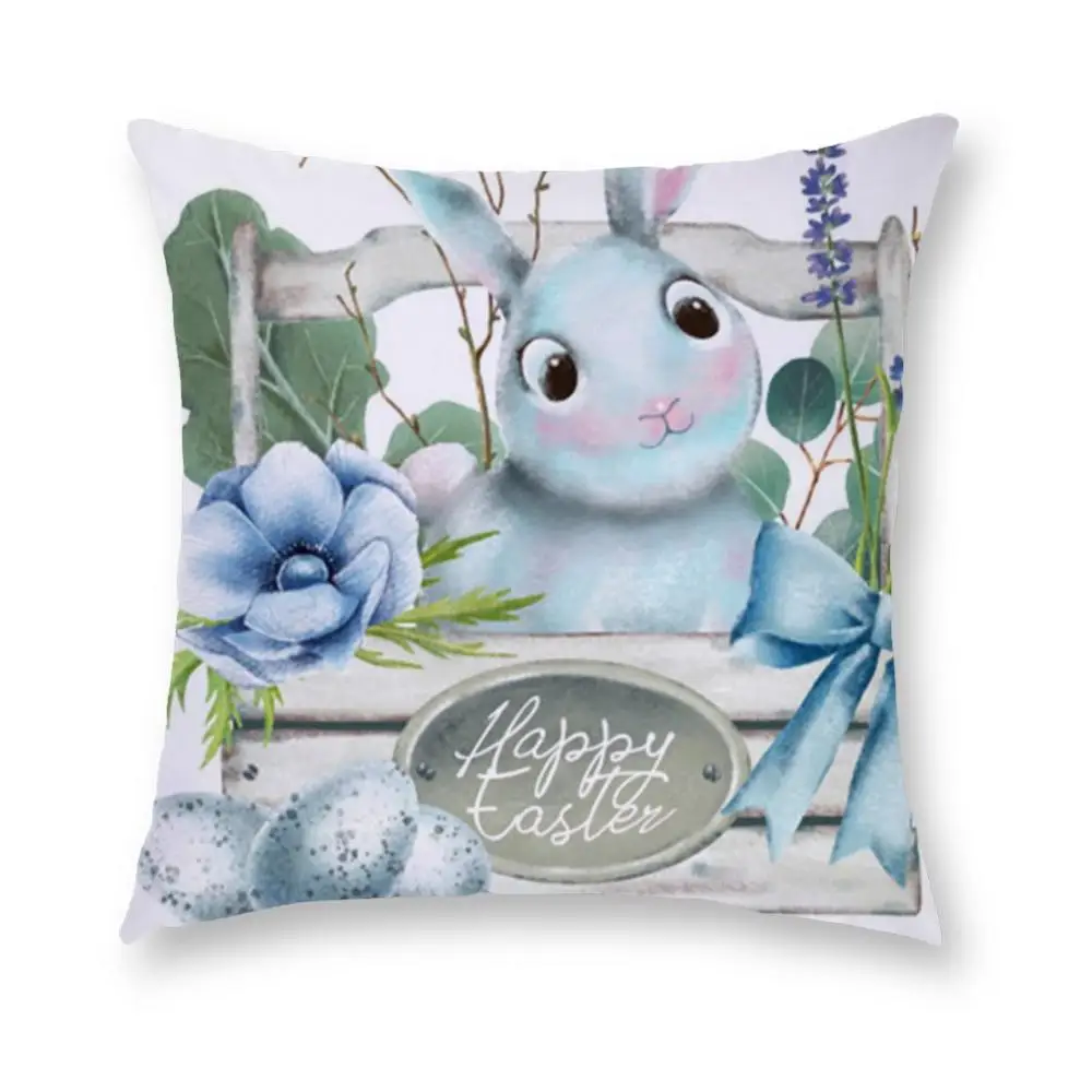 

2021 Spring Easter Bunny Egg Pillow Case Short Plush Cushion Cover Car Home Sofa Decoration