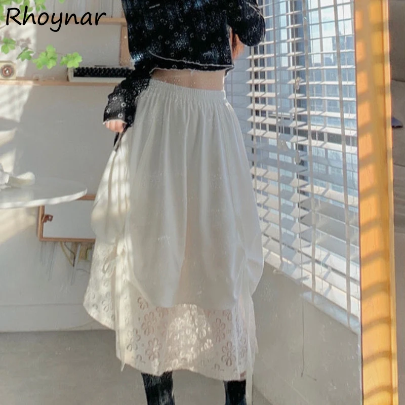 

Skirts Women Autumn High Elastic Waist All-match Casual Patchwork Cozy Design Ins Aesthetic Simple Fashion Tender Classy Newest