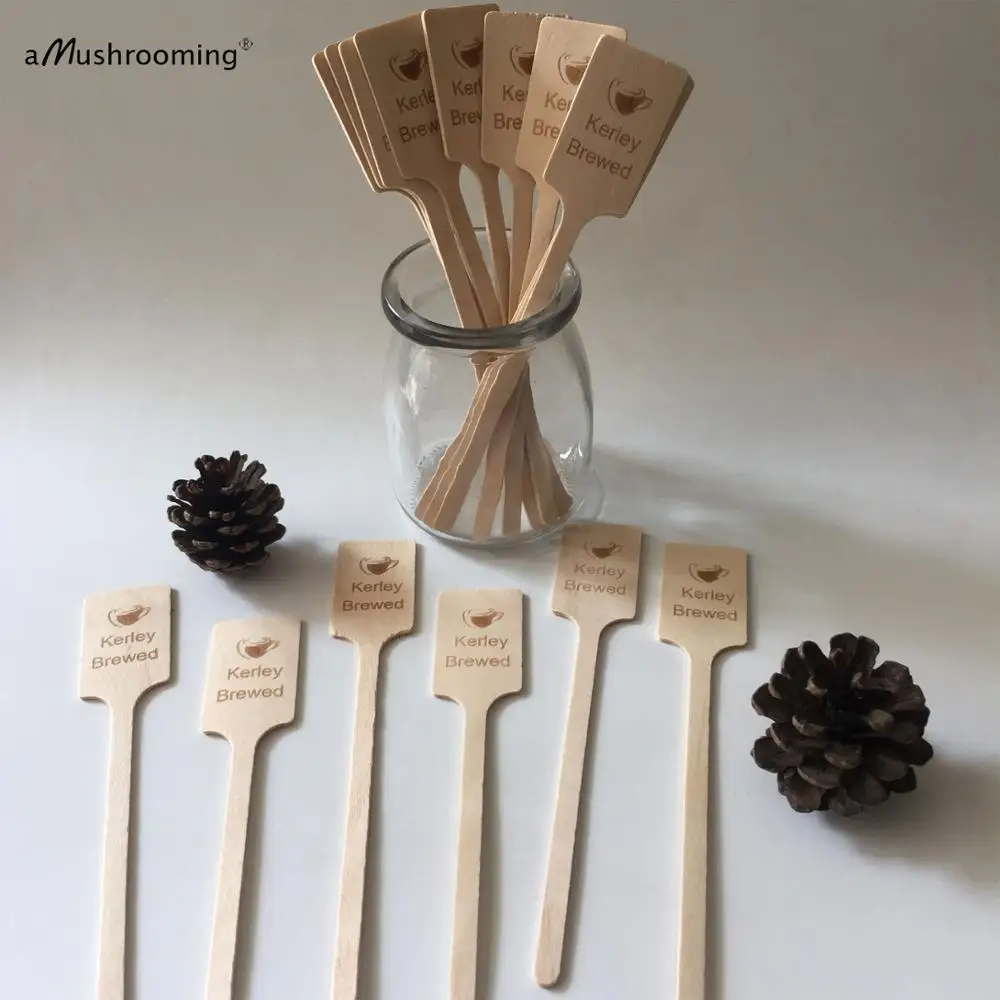 Винтажные деревянные перемешиватели для кофе с лазерной гравировкой палочки