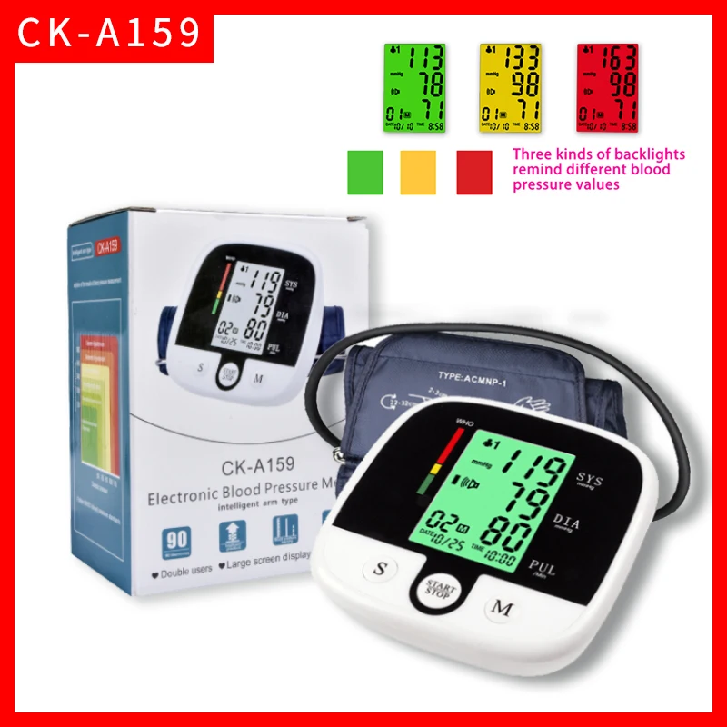 

Lulucare arm blood monitor electronic sphygmomanometer device medical pressure gauge wrist health care large screen ekg monitor