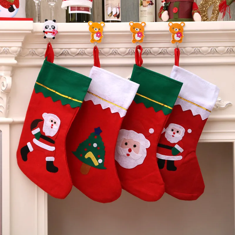 

Large Stockings Santa Elk Fabric Gift Socks Christmas Lovely Bag For Children Fireplace Tree Christmas Decoration