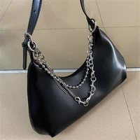 vintage shoulder bags for women solid pu leather bag baguette tote underarm hobos for cool girl luxury handbag female wallet