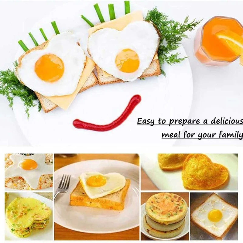 

1Pcs Stainless Steel Egg Shaper Non-stick Cooking Tools Mold Omelette Frying Egg Pancake DIY Mould Cake Mold Cooking Accessorie