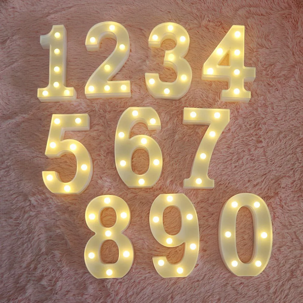 

Creative Luminous 0-9 Digital Number Letter Light AA Battery Powered Lamp Night Light for Christmas Wedding Birthday Party Decor