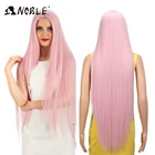 Благородные косплейные парики для чернокожих женщин, Длинные прямые синтетические волосы на шнурке, 38 дюймов, розовый блонд, блонд, парик из синтетических кружев