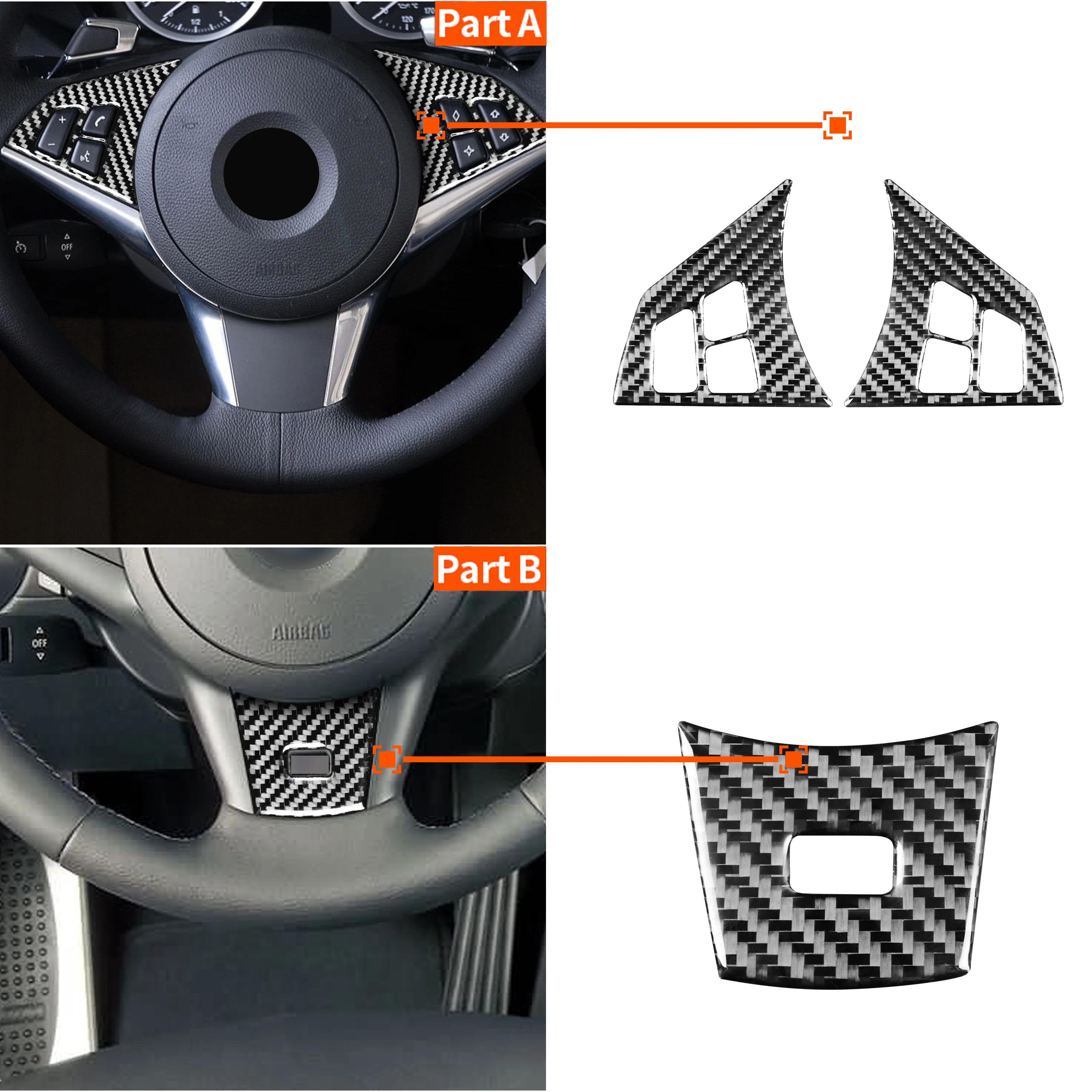 Наклейки на чехол рулевого колеса из натурального углеродного волокна