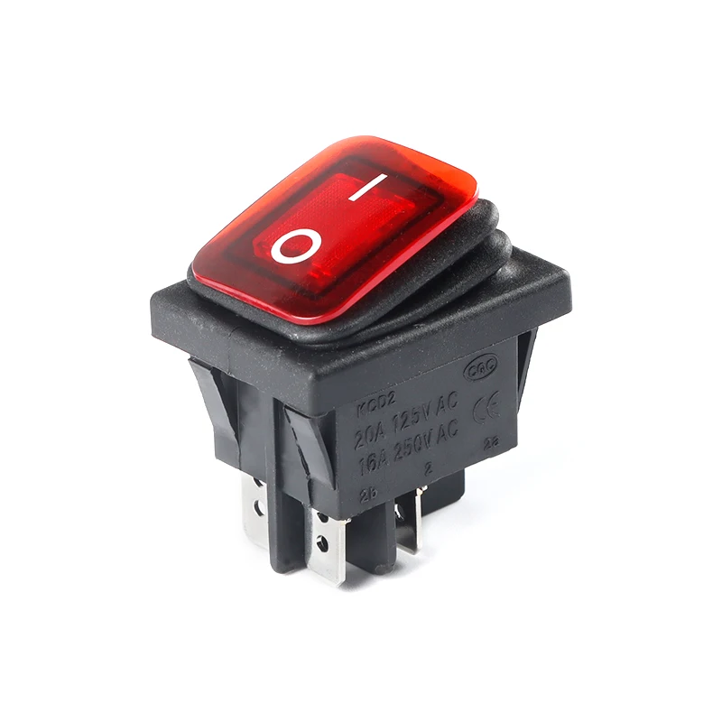 

KCD2 2 ВКЛ-ВЫКЛ ON-OFF-0N 4-контактный 6-контактный сверхмощный герметичный водонепроницаемый автоматический кулисный переключатель для лодок со светодиодом 16A 20A 250V