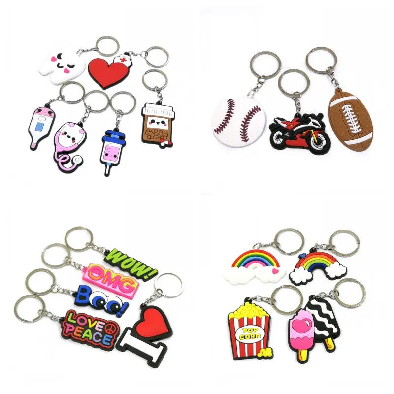 1 шт. горячее ПВХ кольцо для ключей Радужный брелок органайзер медицинский