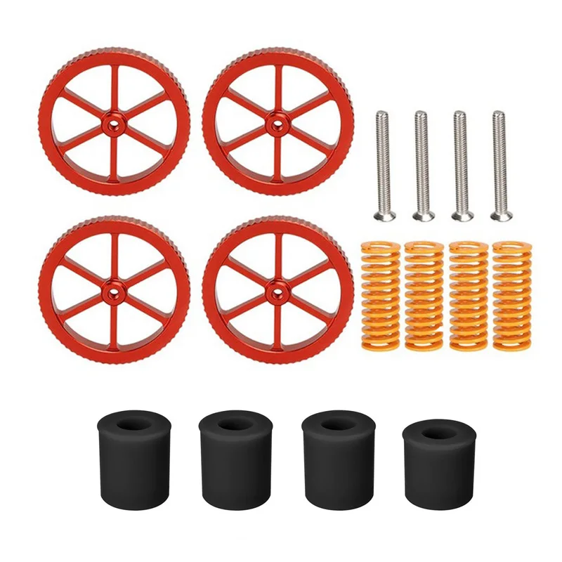 

3D Printer Heatbed Leveling Kit Aluminum Hand Twist Leveling Nut Screws Springs Silicone Leveling Column for CR-10 Ender 3/ 5