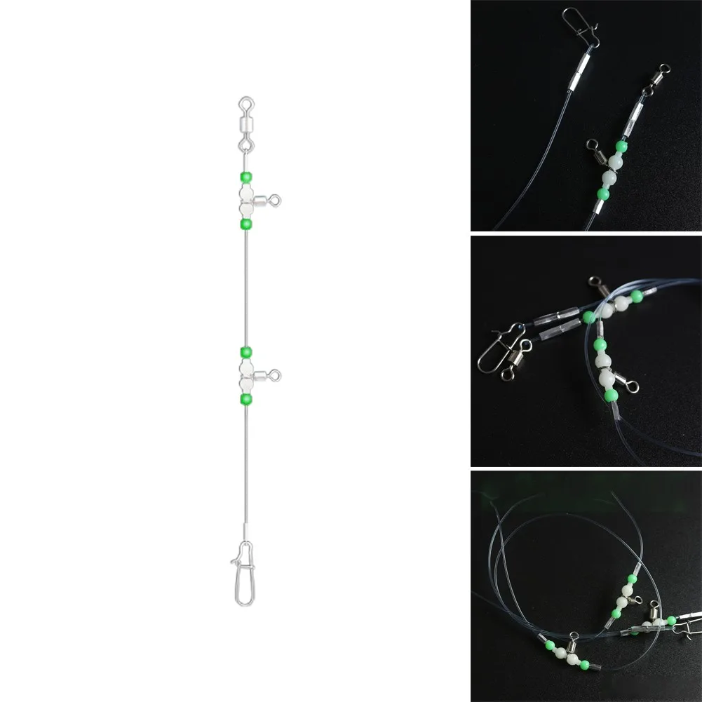 

1 Group Fishing Tackle Line Swivels Night Luminous Beads Pins Rolling Connector Durable Metal Luminous Bead Fishing Accessories