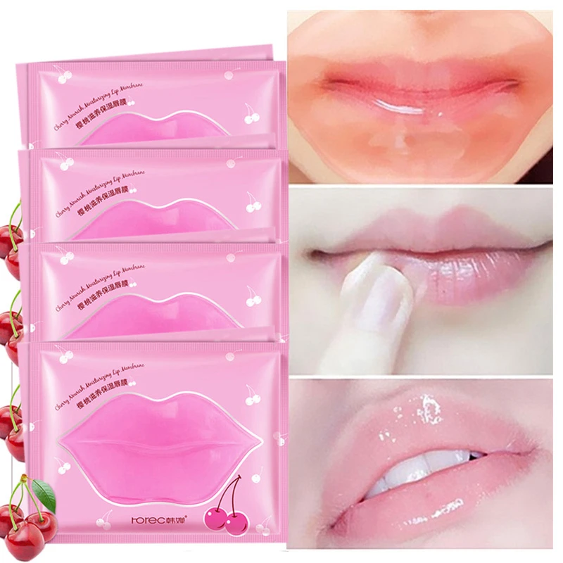 Розовая коллагеновая маска для губ Beauty гелевая мембрана эссенция влаги