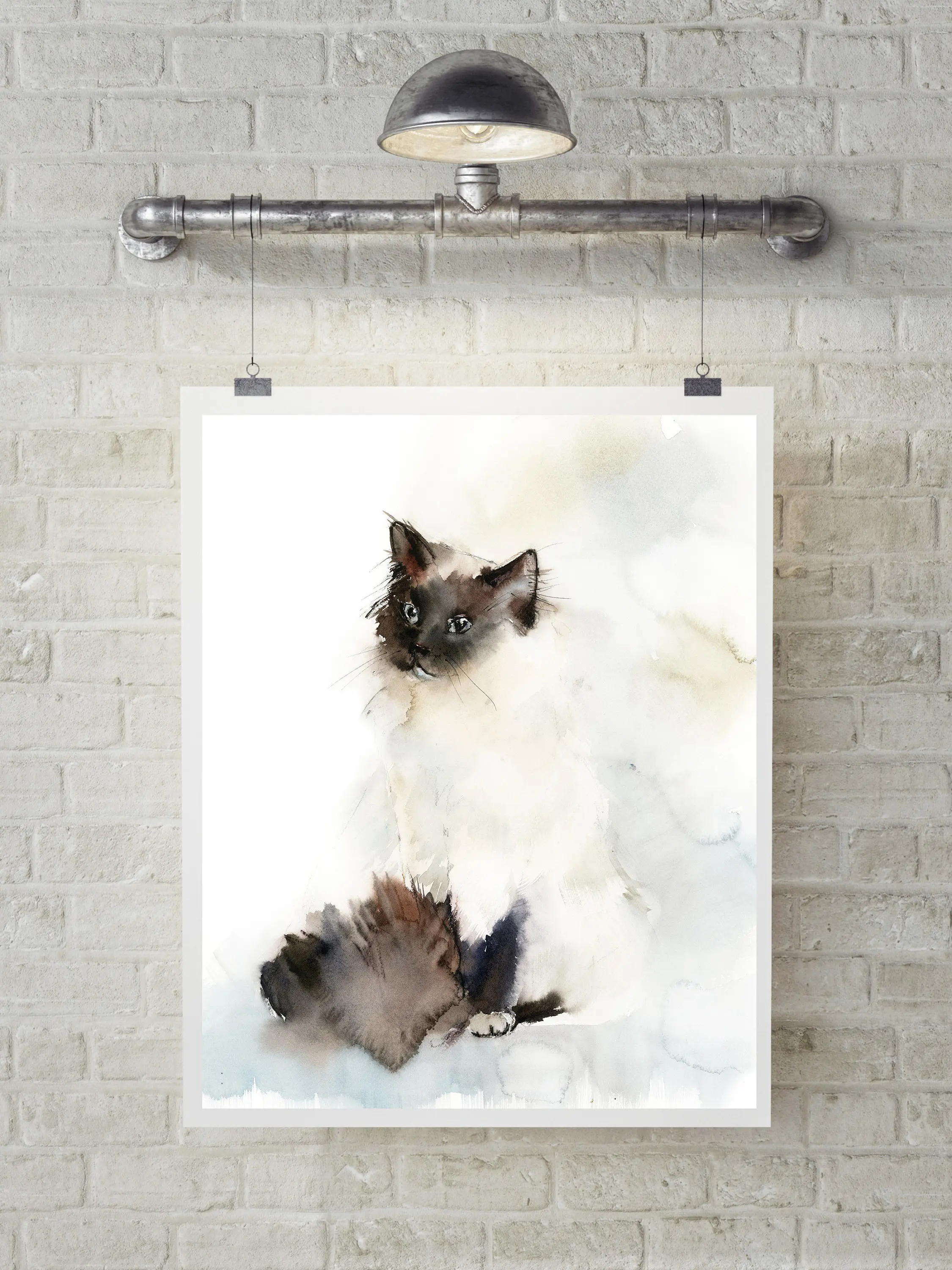 Birman Cat Fine Art Print Brown and Tan print art Minimal Modern Wall Giclée Archival PrintLiving Room Decor | Дом и сад