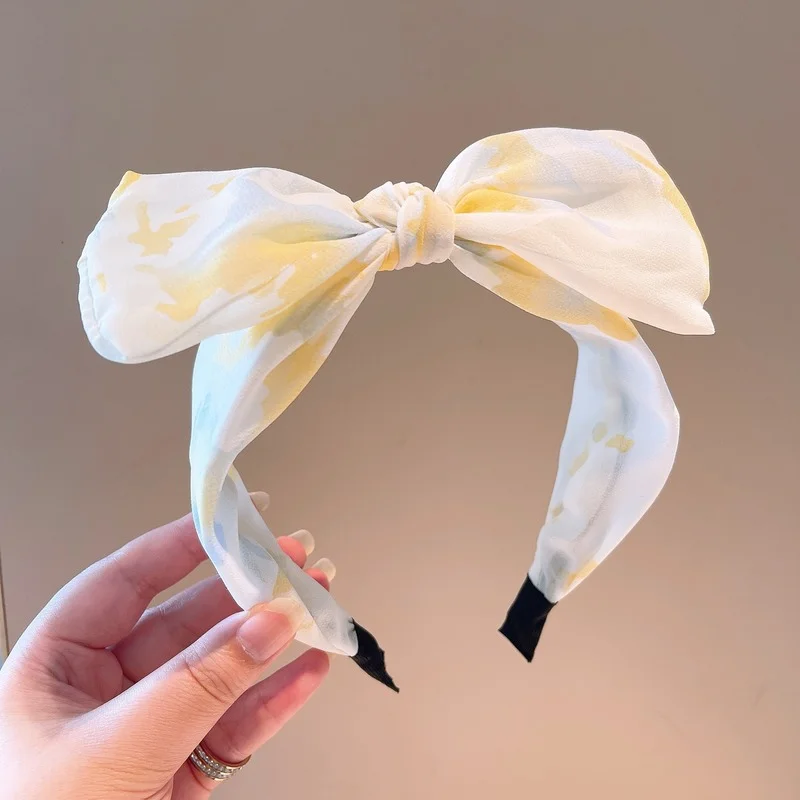 

Retro tie-dye printed fabric big bow headband Korean simple wide-brim headband Korean headband hair accessories