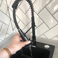kitchen faucet kitchen sink matte black deck mounted mixer tap 360 degree rotation spring style with spray mixers taps