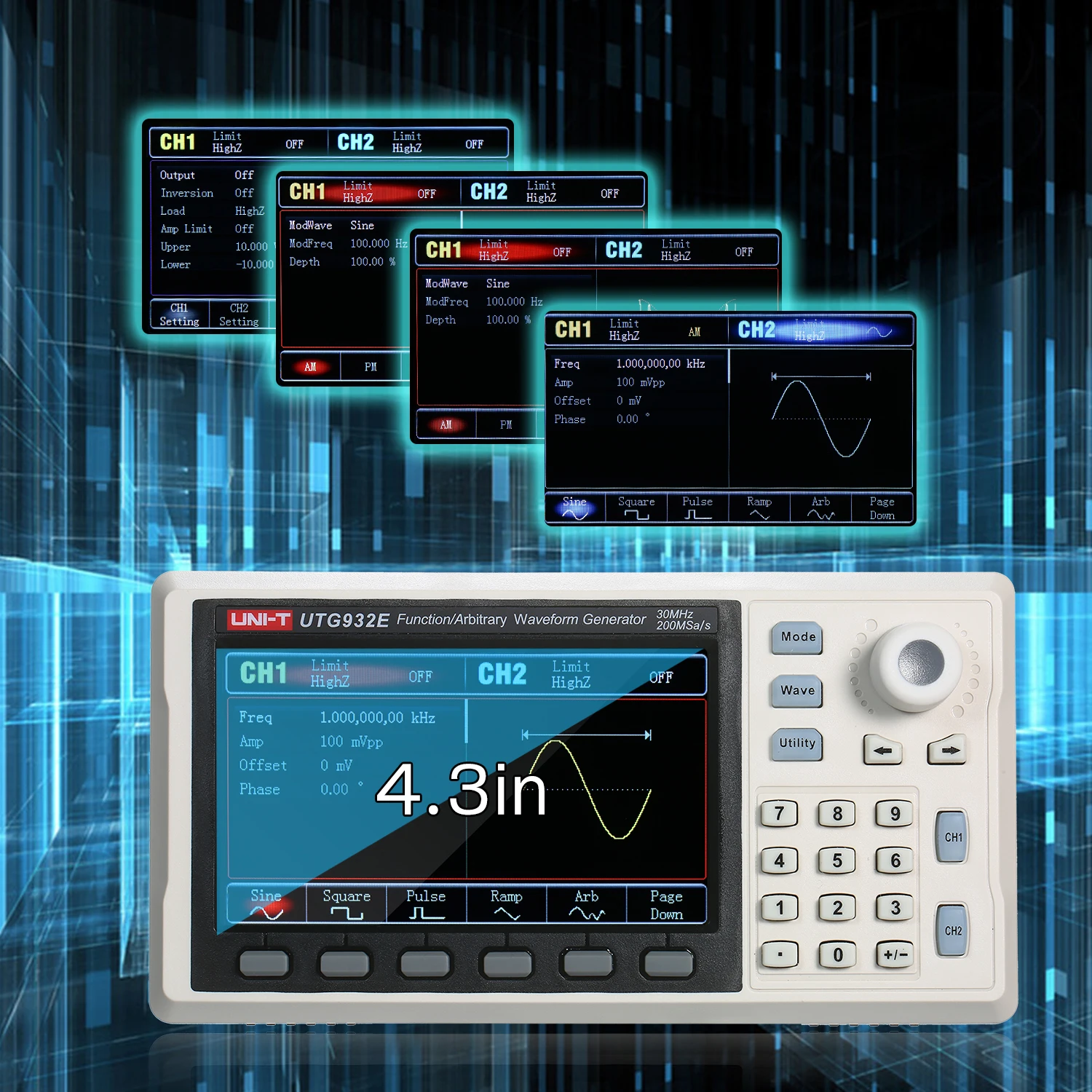 UNI-T/генератор сигналов произвольной формы 30 МГц двухканальный генератор DDS
