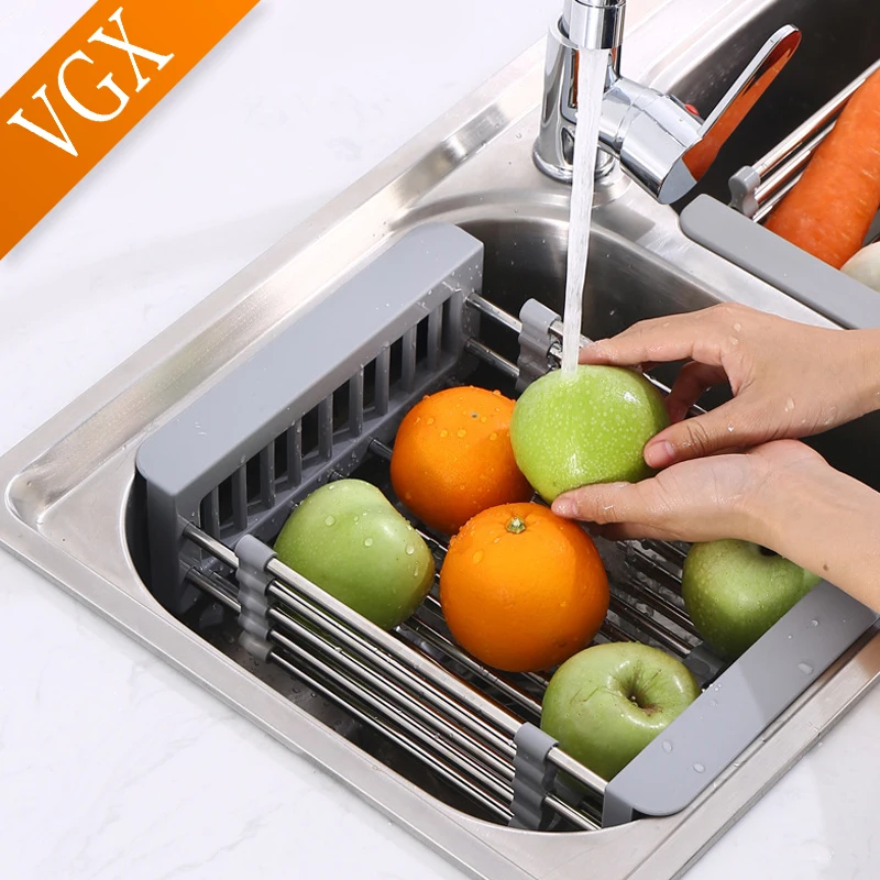 VGX многофункциональная сливная стойка для кухонной раковины Выдвижная корзина