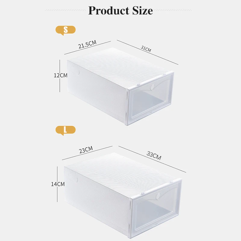 

6PCS Transparent Plastic Clamshell Shoe Box Thickened Dustproof And Waterproof Foldable Household Combination Shoe Cabinet