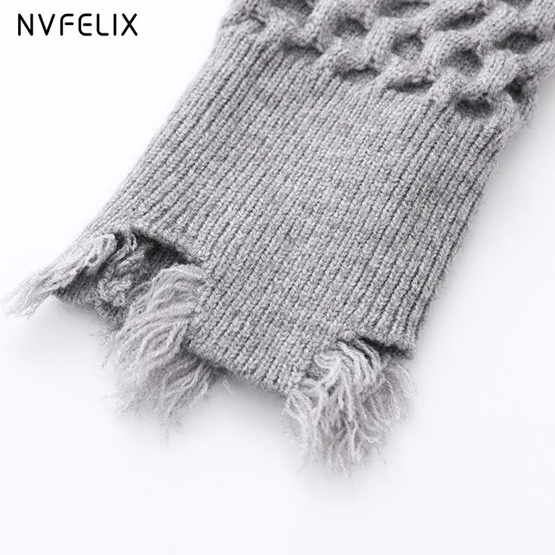 

2021 Spring Clothes For Women Knitted Turtleneck Pull Broken Edge Sweater Casual Soft Jumper Fashion Femme Elasticity Pullover