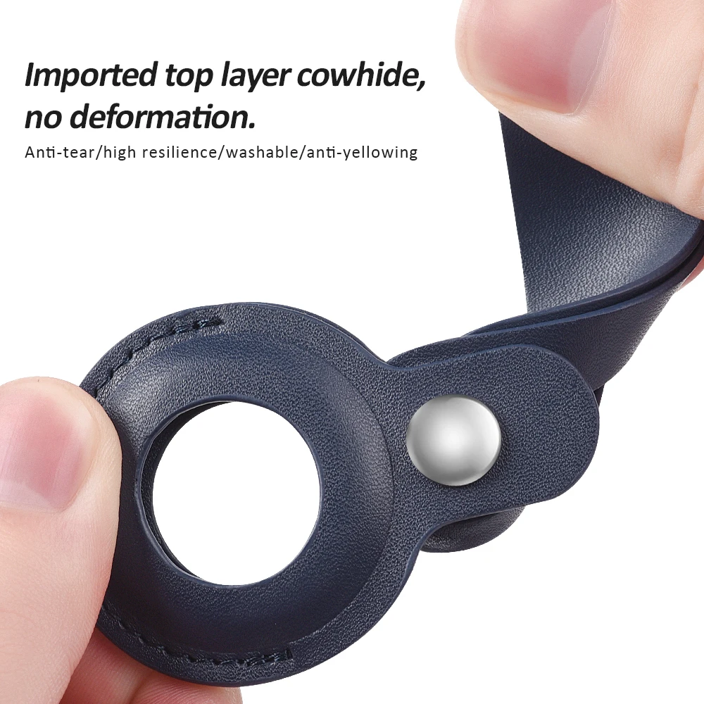

Strap Leather Case For Apple Airtags Protective cover For Apple Locator Tracker Anti-lost Device Keychain Hang buckle Sleeve