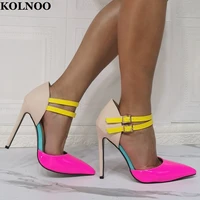 kolnoo new designed handmade womens pumps patchwork leather mary janes party prom shoes sexy evening club fashion court shoes