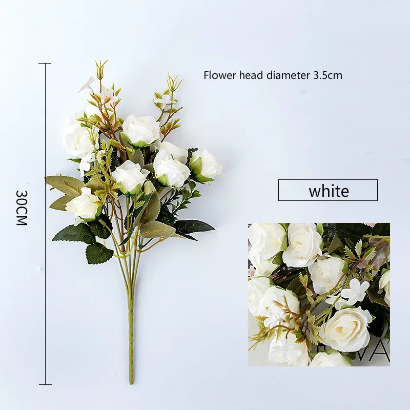 White 10 головок/набор роз Искусственные цветы и шелковые цветы для свадебного украшения и украшения дома романтический подарок на день Святого Валентина - Цвет: White
