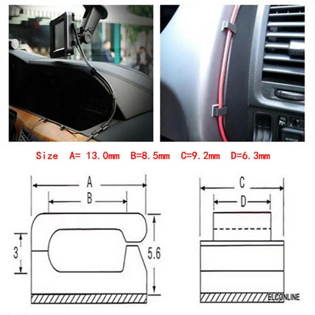50 шт. клейкие автомобильные зажимы для галстуков фиксатор шнура органайзер