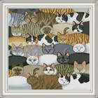 Joy Sunday Набор для вышивки крестиком кошки картины 11  14CT экологический хлопок напечатанный на холсте узор наборы для вышивки