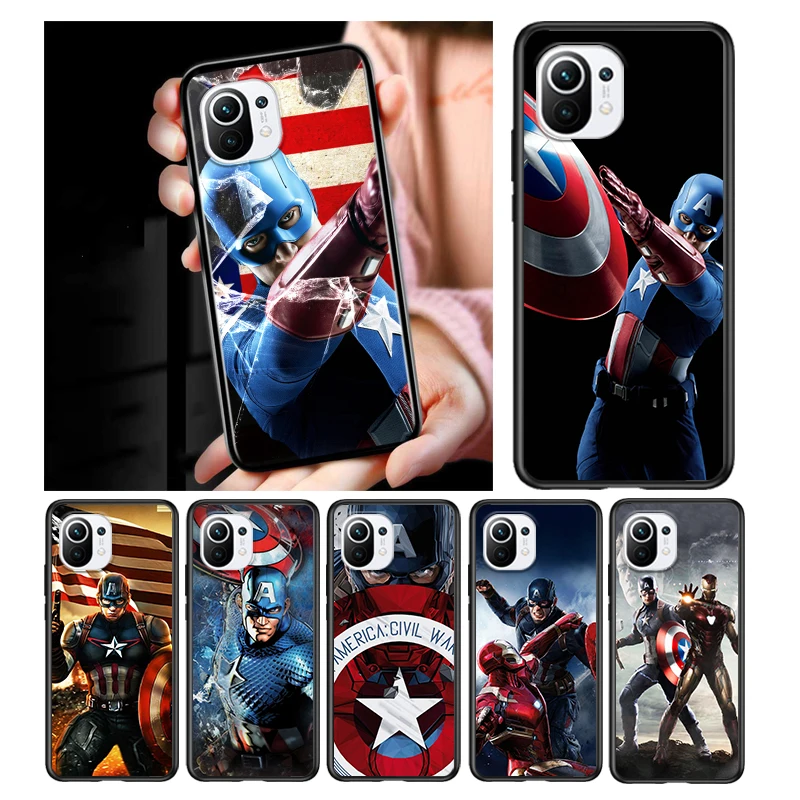

Captain America Marvel for Xiaomi Mi 11 10 Ultra 11T 10T Note10 Pro Lite 11i 10i 10S 5G Soft Black Phone Case Cover