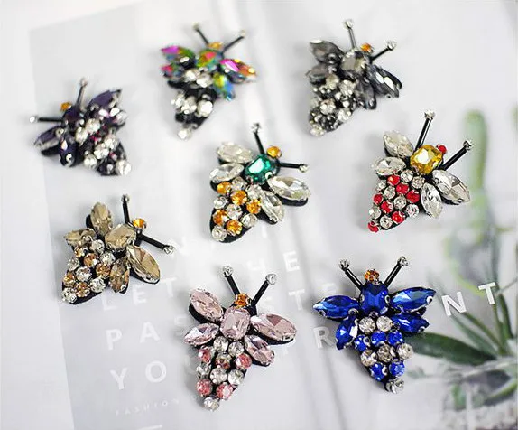 10 шт./лот высококачественные стеклянные кружевные нашивки в виде пчелы стразы