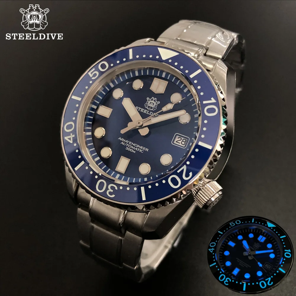 Часы STEELDIVE Diver Мужские автоматические роскошные механические светящиеся с