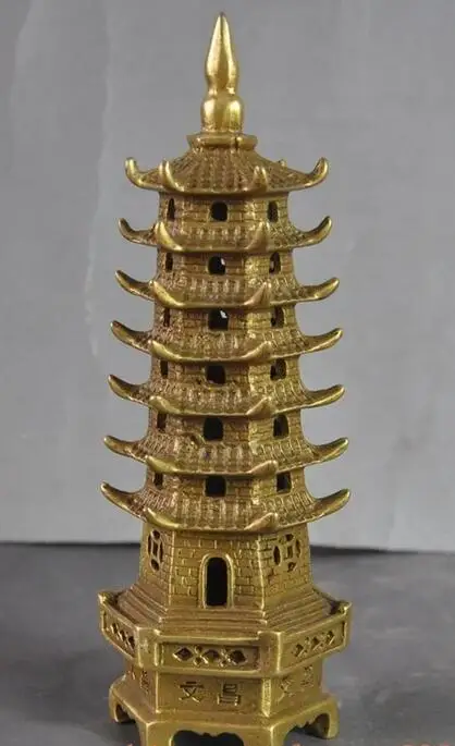 6 &quotChina Chinese храм тибетского буддизма brass ступа башня Статуя пагоды|Статуи и
