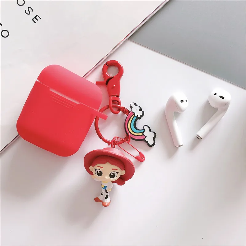 Красный Милый силиконовый наушник чехол для AirPods История игрушек мультфильма брелок защитный противоударный чехол для Apple AirPods 2 аксессуары - Цвет: Красный