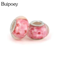 buipoey 2pcslot quality pink peach blossom acrylic bead big hole straight beaded diy bracelet bangle jewelry making accessory