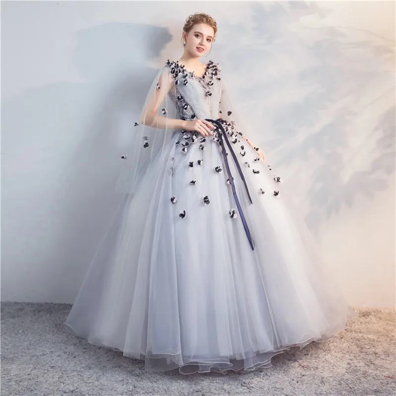Бальное платье Quinceanera бальное с v образным вырезом и цветочным принтом пышные