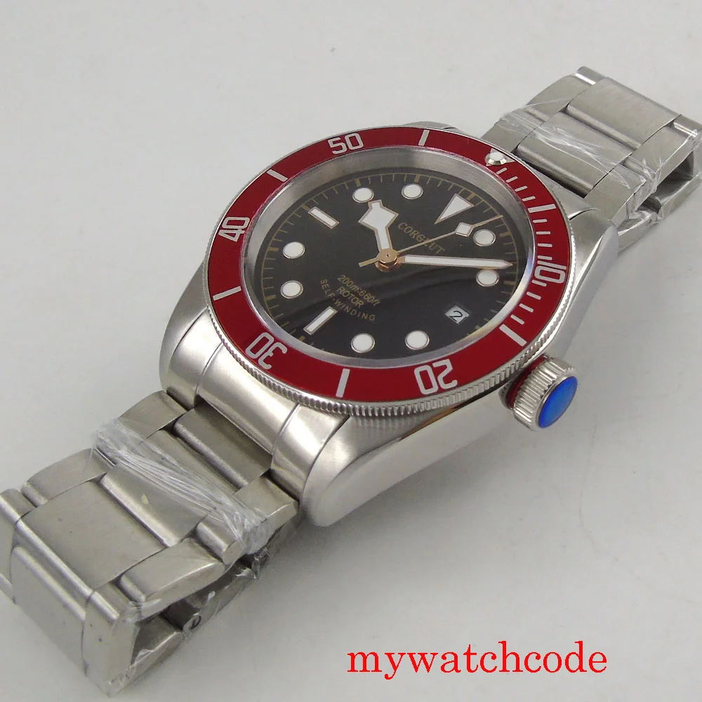 

41MM Corgeut Mechanical Automatic Men's Watch Sapphire Glass Black Dial Date Alloy Insert NH35A MIYOTA 8215 Movement Luminous