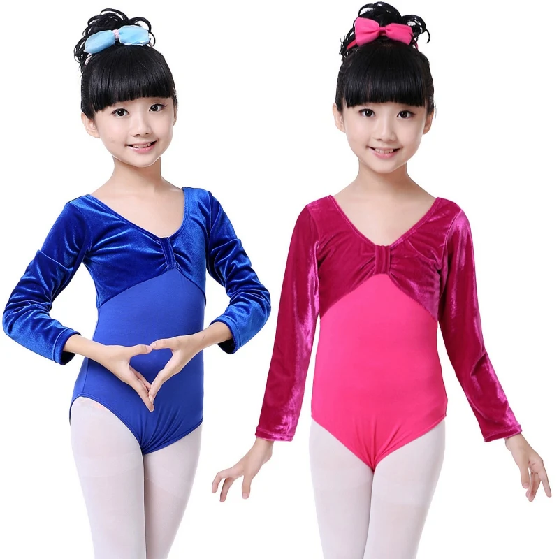 

Children Ballet Costumes Kids Long Sleeve Patchwork Dance Bodysuit Gymnastics Leotard For Girls Ballet Dancewear