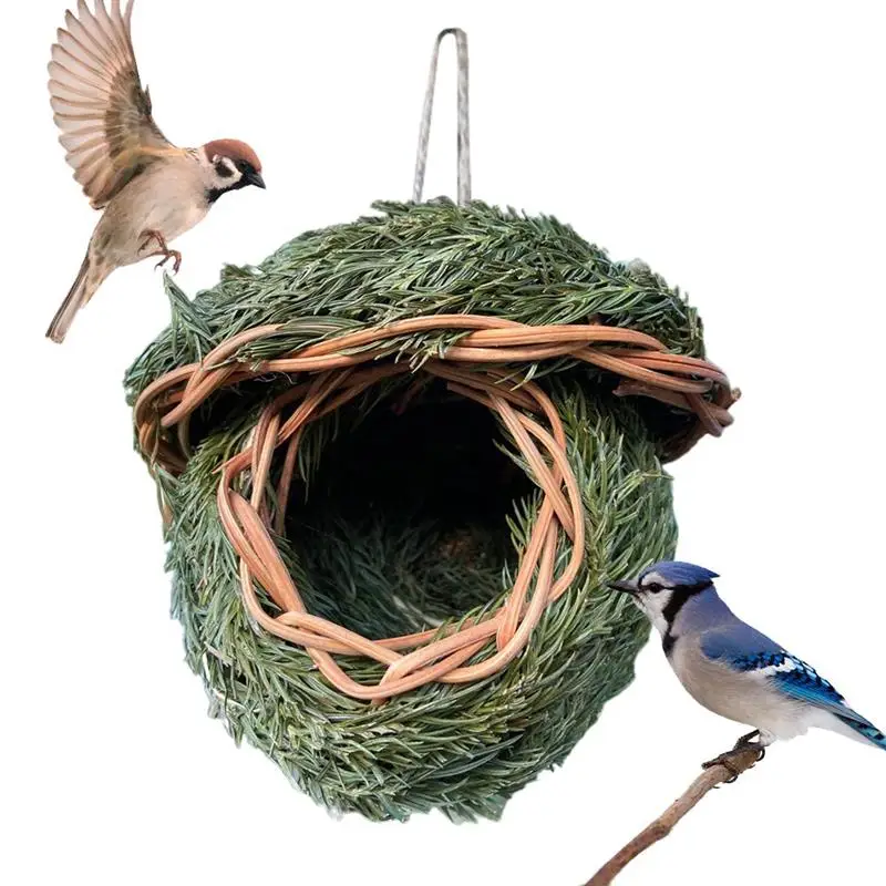 

Outdoor Decorative Weaved Hanging Parrot Nest Houses Pet Bedroom Birds Nest Bird Cage Natural Grass Egg Cage Bird House