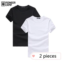 pioneer camp 2 pack summer t shirt men 100 cotton solid brand clothing short sleeve t shirt male casual mens clothing