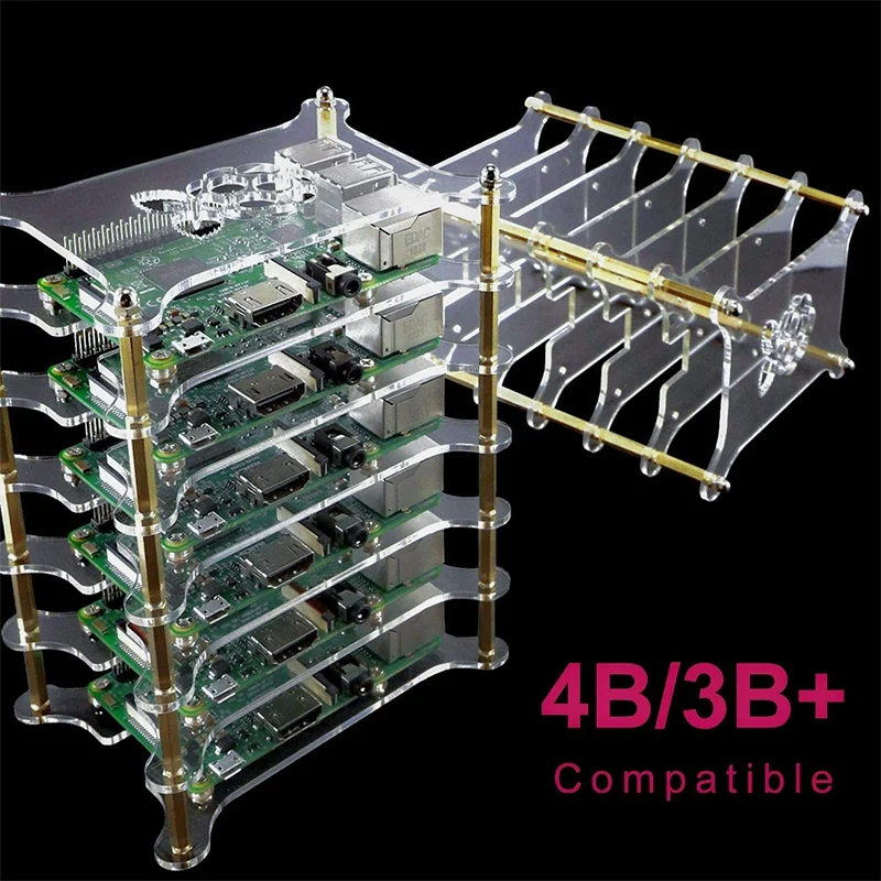 Прозрачный чехол для Raspberry Pi 4B/3B +/3B/2B/B + (без Pi) 6 слоев | Компьютеры и офис