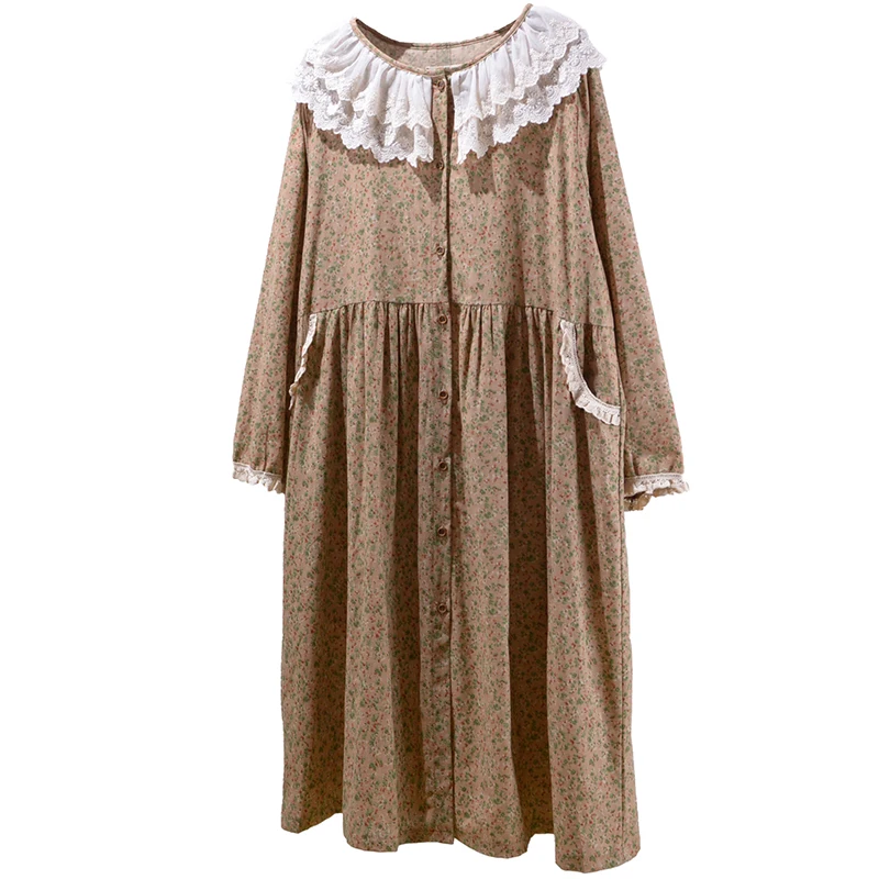 

2021 Early Autumn Dress Women Long Sleeve Casual Loose Waist Double Pockets Single Breasted Daily Wear ZZ1770