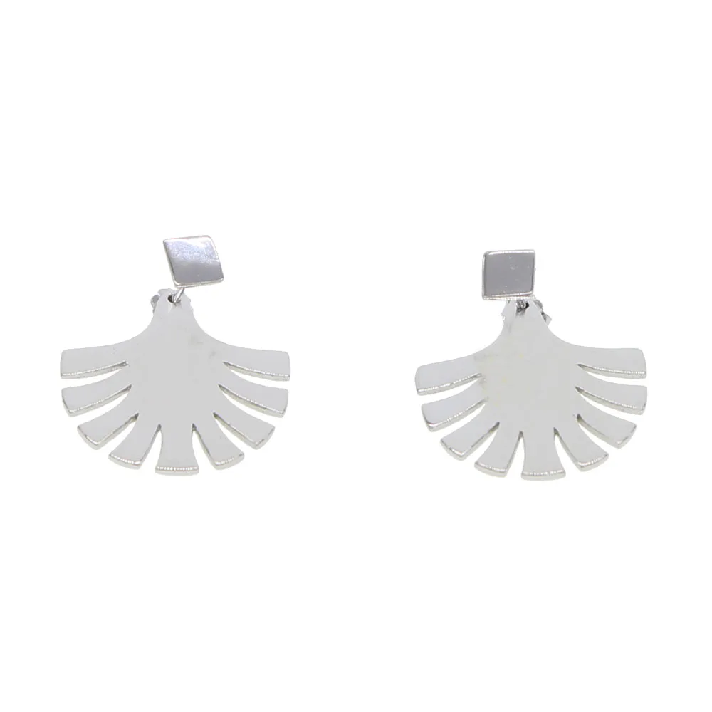 Серьги гвоздики в стиле панк с геометрическим мини веером из серебра 925 пробы