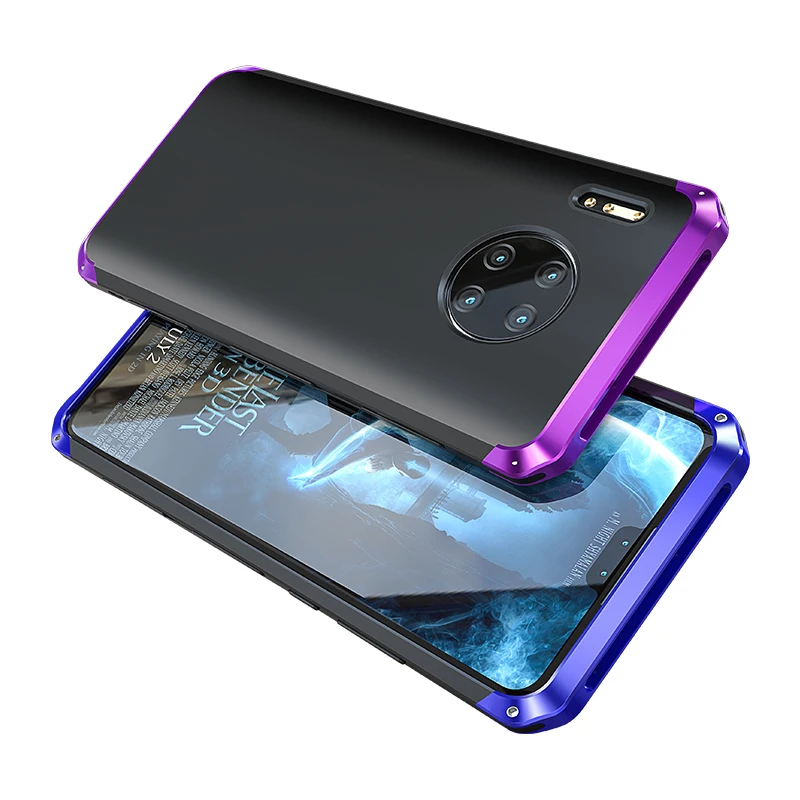 Funda de Metal de lujo a prueba de golpes para Huawei Mate 40 30, carcasa de aluminio duro delgado e h&iacute;brida para Pc, fundas para Huawei P30 P40 Pro-1